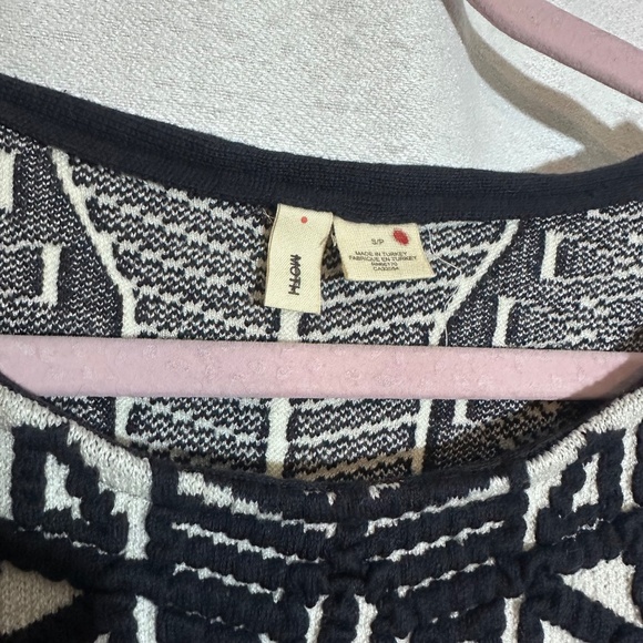 Anthropologie Moth Dahlia Jaquard Navy Knit Top - Picture 5 of 7